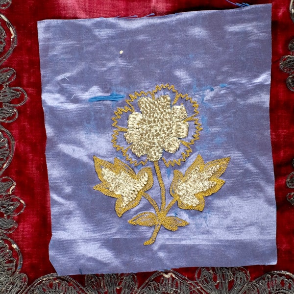 Antique Ottoman Gold Embroidered Applique Flower