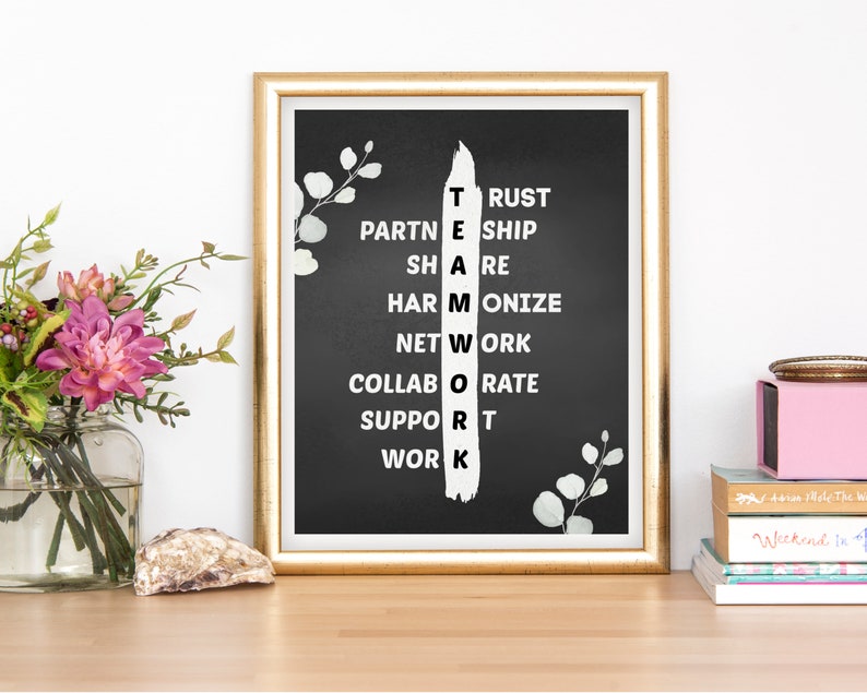 teamwork office quote printable cooperation inspirational etsy
