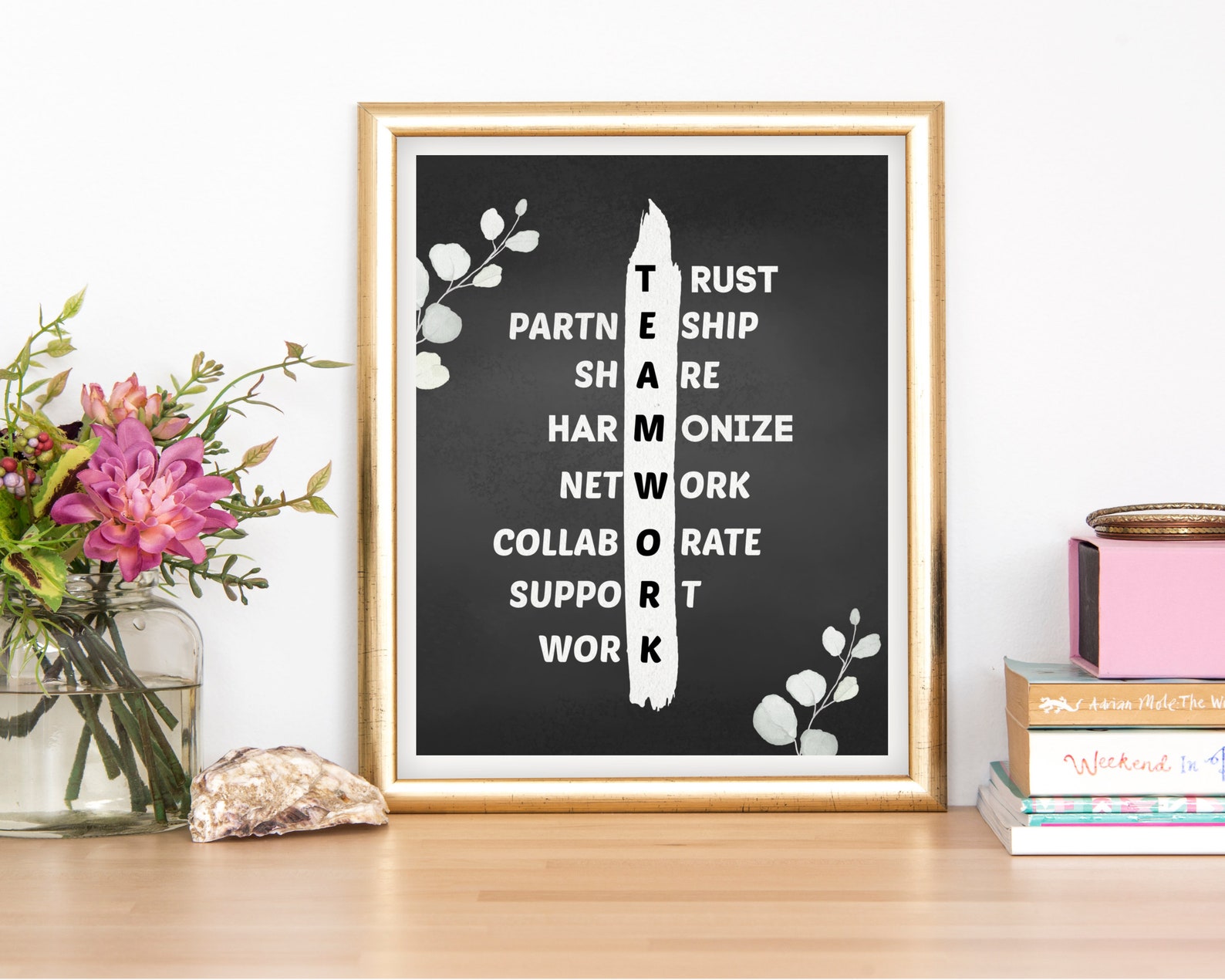 Teamwork Office Quote Printable Cooperation Inspirational | Etsy