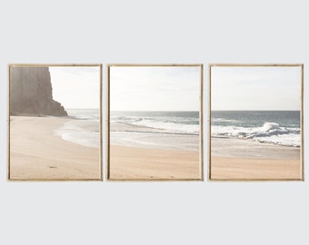 Ocean Beach Wave Set of 2 Photo Printable, Blue Ocean Pastel Print, Beach Wave Minimalist Triptych Wall Art, Seascape Print, Coastal Photo