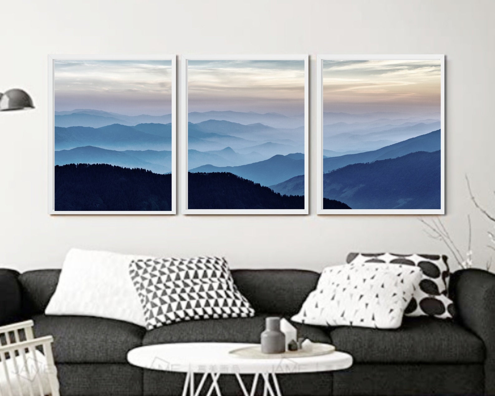 Blue Mountain Photo Printable Triptych Nordic Wall Art Set of - Etsy