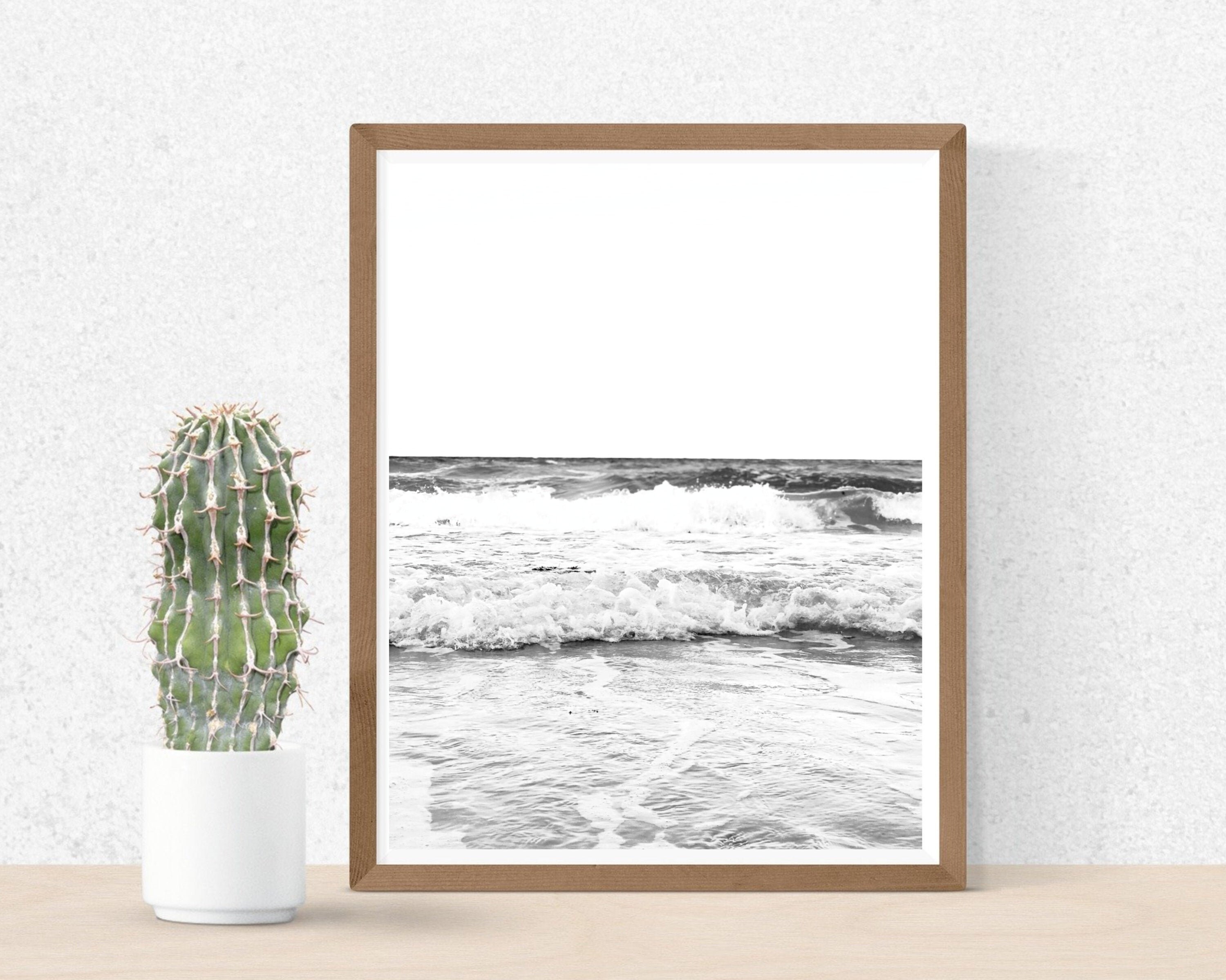 Black and White Waves Beach Coastal Wall Art Printable, Ocean Seashore ...
