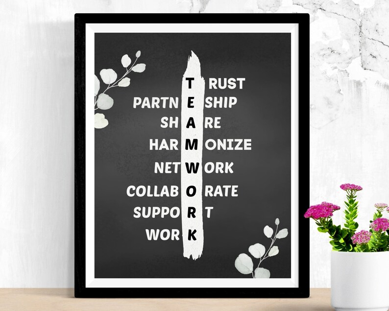 teamwork office quote printable cooperation inspirational etsy