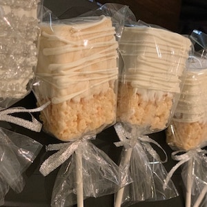 Chocolate Covered Rice Cereal Treats- Party Favors: Birthday, Bridal, Graduation, Holiday