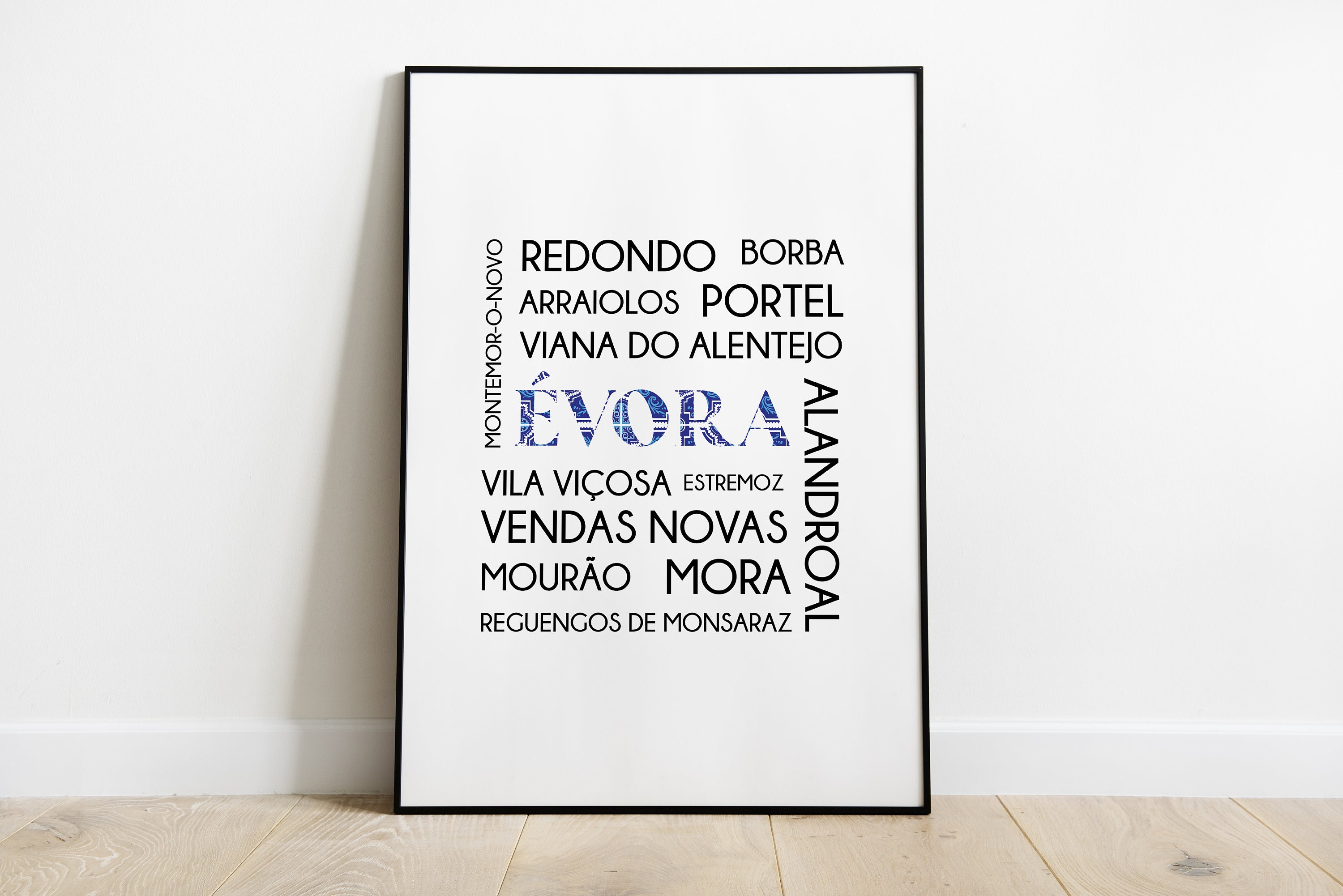 Poster District Evora - Affiche/Poster District Evora Portugal Noir ou Blanc Au Choix A3 A4 A5