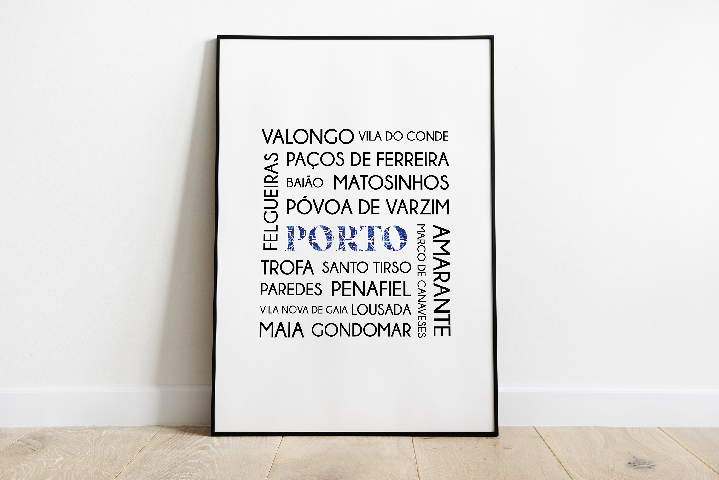 Poster District Porto - Affiche/Poster District Porto Portugal Noir ou Blanc Au Choix A3 A4 A5