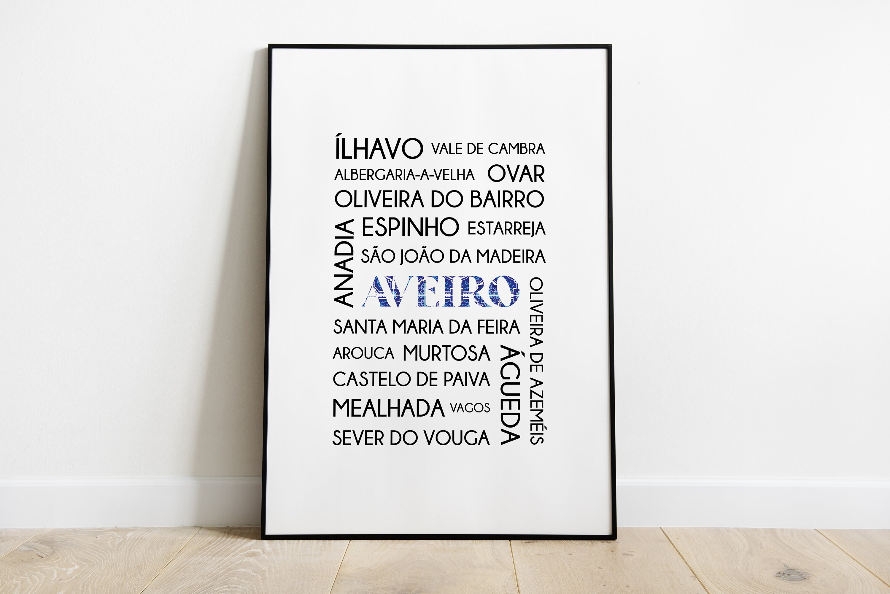 Poster District Aveiro - Affiche/Poster District Aveiro Portugal Noir ou Blanc Au Choix A3 A4 A5