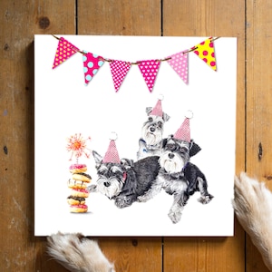 Miniatuur Schnauzer verjaardagskaart. Hond verjaardagskaarten, gelukkige verjaardag, GRATIS LEVERING naar Groot-Brittannië