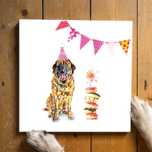 Cartes d'anniversaire pour chien Saint-Bernard. Cartes pour les amoureux des chiens. Cartes de voeux drôles de chien.