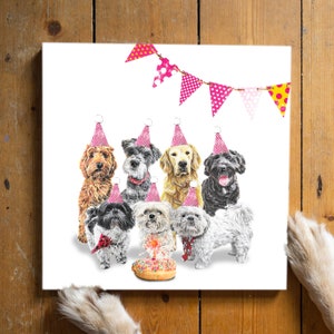 Le bouquet d'anniversaire. Cartes d'anniversaire pour chien, groupe de chiens, joyeux anniversaire, livraison gratuite au Royaume-Uni