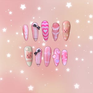 Bunny, Koala, Heart Handmade Press On Nails Kpop