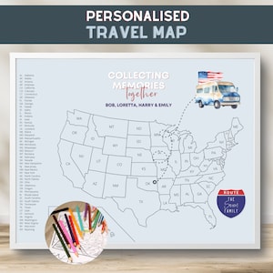 Färben Sie Ihre Reisen USA Karte, US Road Trip Karte, Reise USA Karte Geschenk, Campervan RV Caravan Camping, Journal Geschenk Reise, Abenteuer