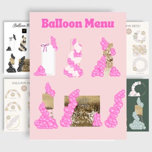Menu de Balões PERSONALIZADO, Modelo de Mockup de Balões, Lista de Preços de Balões, Decoração de Balões, Artista de Balões, Decoração de Eventos, Menu de Negócios de Balões, Canva