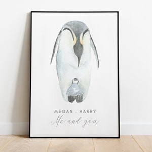 Personalised Family Print, Print Familie, Custom Print, Penguin Family Gift, Family Wall Art, Housewarming, New Home Gift, Family Penguins image 5