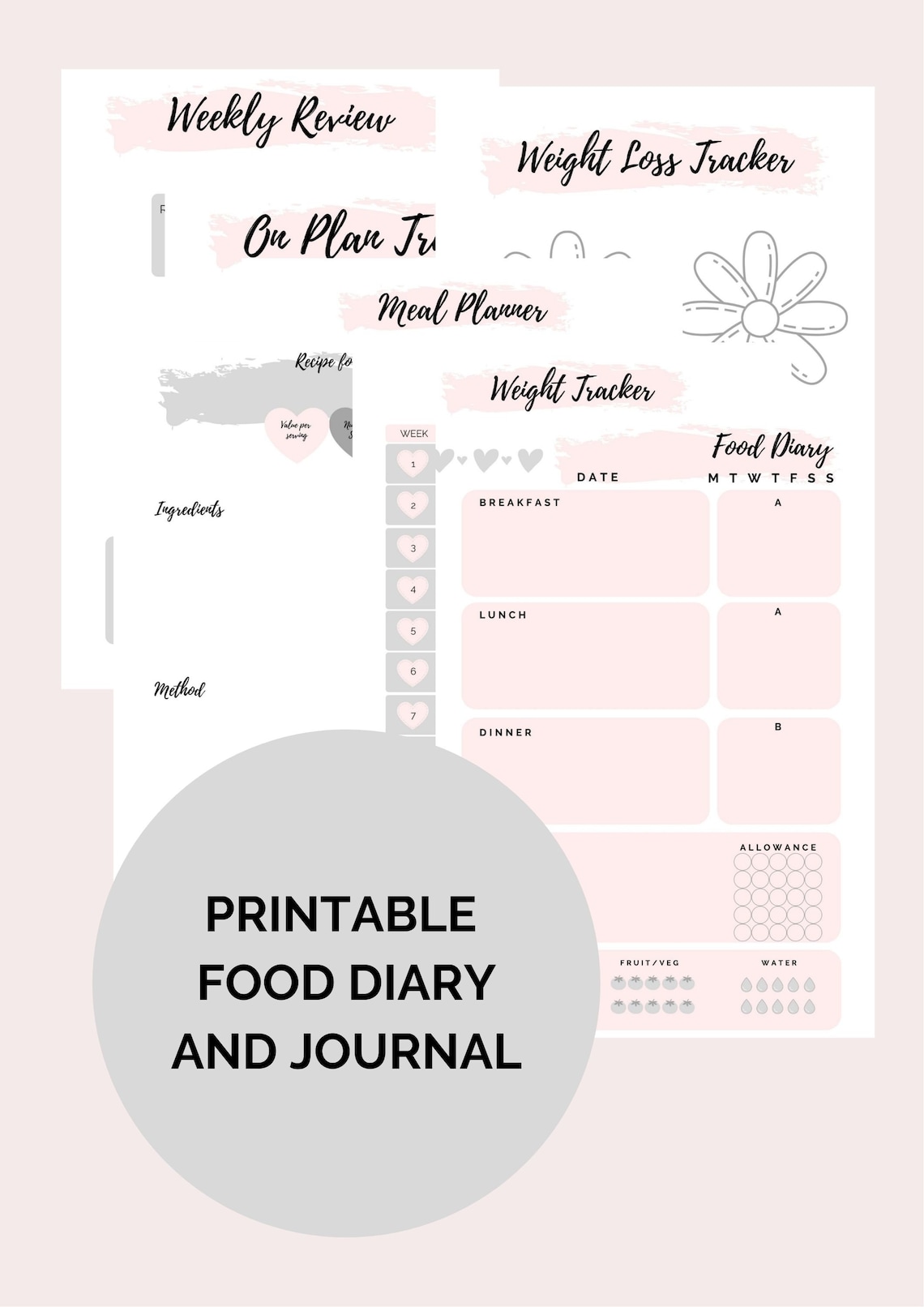Printable Slimming World Food Diary and Journal Instant | Etsy UK
