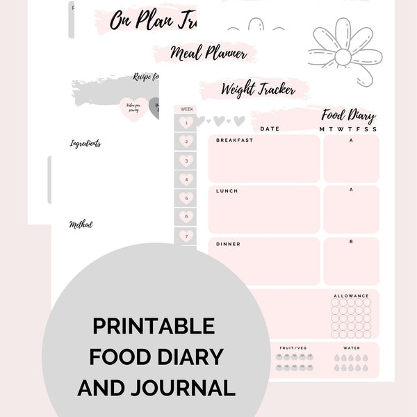 Printable Slimming World food diary and journal, Instant Download, Weight Loss Tracker, Slimming World compatible, SW