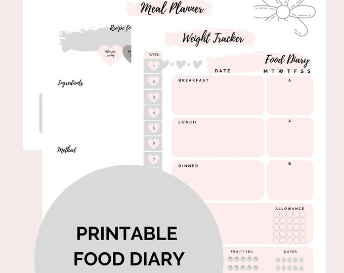Printable Slimming World Food Diary and Journal, Instant Download ...