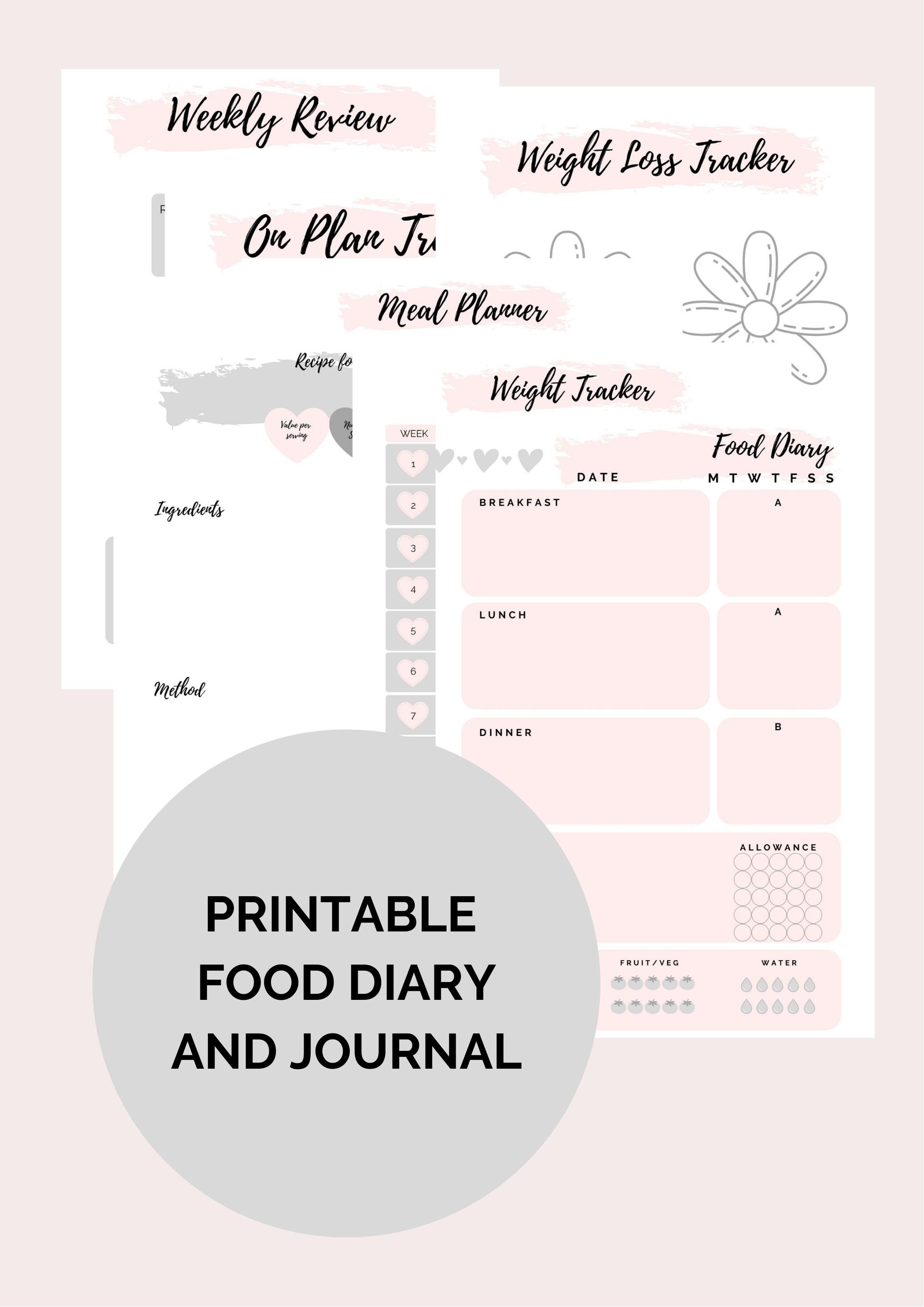 Printable Slimming World Food Diary and Journal Instant | Etsy UK