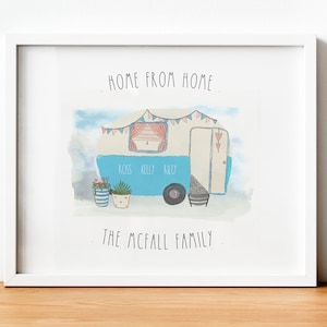 Imprimé caravan camping-car personnalisé, Home from Home, Travel Adventures, Watercolour Caravan, Travel Print, Caravan, Motorhome, Campervan