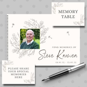 Personalised Funeral Guest Book TEMPLATE Memory Table Signs In loving memory book remembrance book of condolence Printable Create Your Own