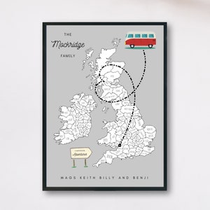 Personalised Caravan Gift, Colour in Map, Travel Adventure Map, Colouring In, Travel Print, Caravan, Camping, Motorhome, Campervan, A4 Print