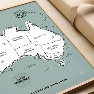 Personalisierte Australien Wohnwagen Geschenk, Farbe in Australien Karte, Oz Abenteuer Karte, Reisedruck, Wohnwagen, Camping, Wohnmobil, Australien