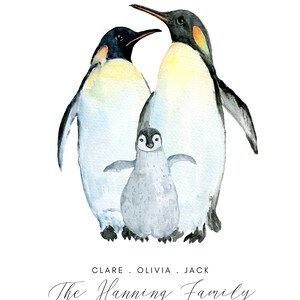 Personalised Family Print, Print Familie, Custom Print, Penguin Family Gift, Family Wall Art, Housewarming, New Home Gift, Family Penguins image 8