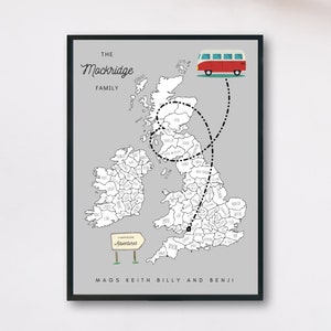 Cadeau personnalisé pour caravane, Carte à colorier, carte de voyage et aventure, coloriage, impression de voyage, caravane, camping, camping-car, camping-car
