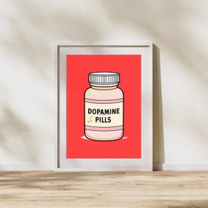 Dopaminpillen Druck Helle Farben Dopamin Dekor Typografie Trendy Ästhetische Wohnkultur Wand Kunst Druck Nettes positives Zitat Geschenk