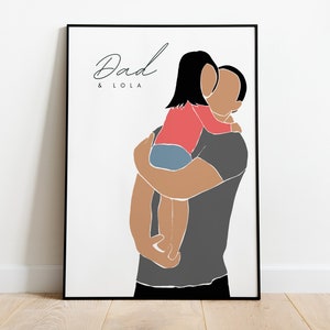 Fathers Day Gift, Daddy and Baby Gift, Daddy's Girl, Dad and Daughter, Father and Daughter, Faceless Portrait, Portrait Print, New Dad