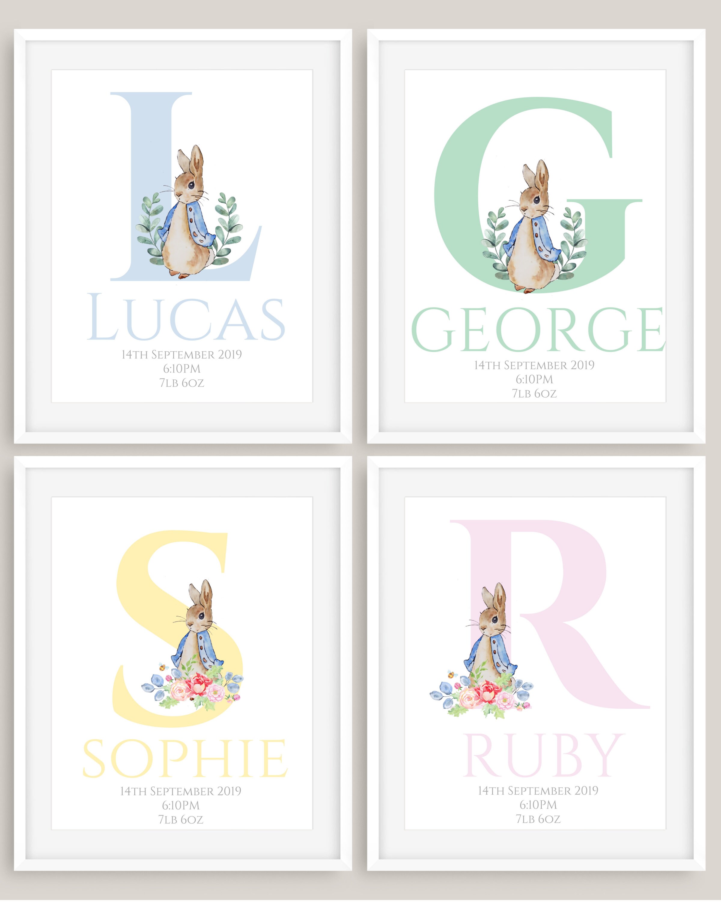 Peter Rabbit Beatrix Potter Personalised Baby Name Nursery - Etsy