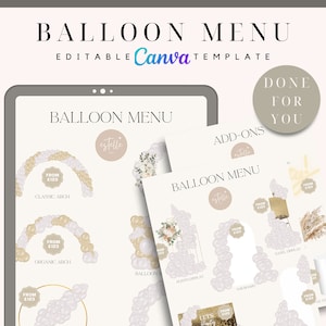 AKTUALISIERT Ballon-Menü, Ballon-Mockup-Vorlage, Ballon-Preisliste, Ballon-Dekor, Ballon-Künstler, Event-Dekor, Ballon-Business-Menü, Canva
