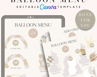 UPDATED Balloon Menu, Balloon Mockup Template, Balloon Price List, Balloon Decor, Balloon Artist, Event Decor, Balloon Business Menu, Canva