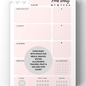 Printable Slimming World Food Diary and Journal, Instant Download ...