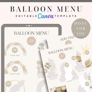AKTUALISIERT Ballon-Menü, Ballon-Mockup-Vorlage, Ballon-Preisliste, Ballon-Dekor, Ballon-Künstler, Event-Dekor-Ballon-Business-Menü Canva