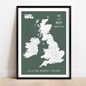 Cadeau personnalisé pour caravane, Carte à colorier, carte de voyage et aventure, coloriage, impression de voyage, caravane, camping, camping-car, camping-car, randonnée