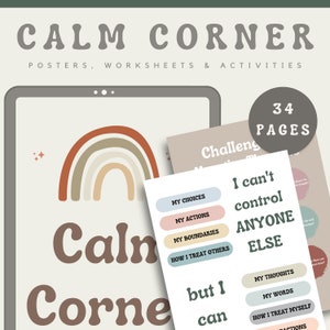 34 Classroom Emotions Resource Calming Down Printable Regulation Social Emotional Self Regulation Poster Sign Feelings Chart Bundle Print