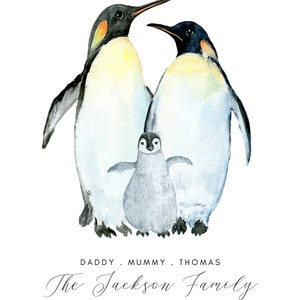 Personalised Family Print, Print Familie, Custom Print, Penguin Family Gift, Family Wall Art, Housewarming, New Home Gift, Family Penguins image 7