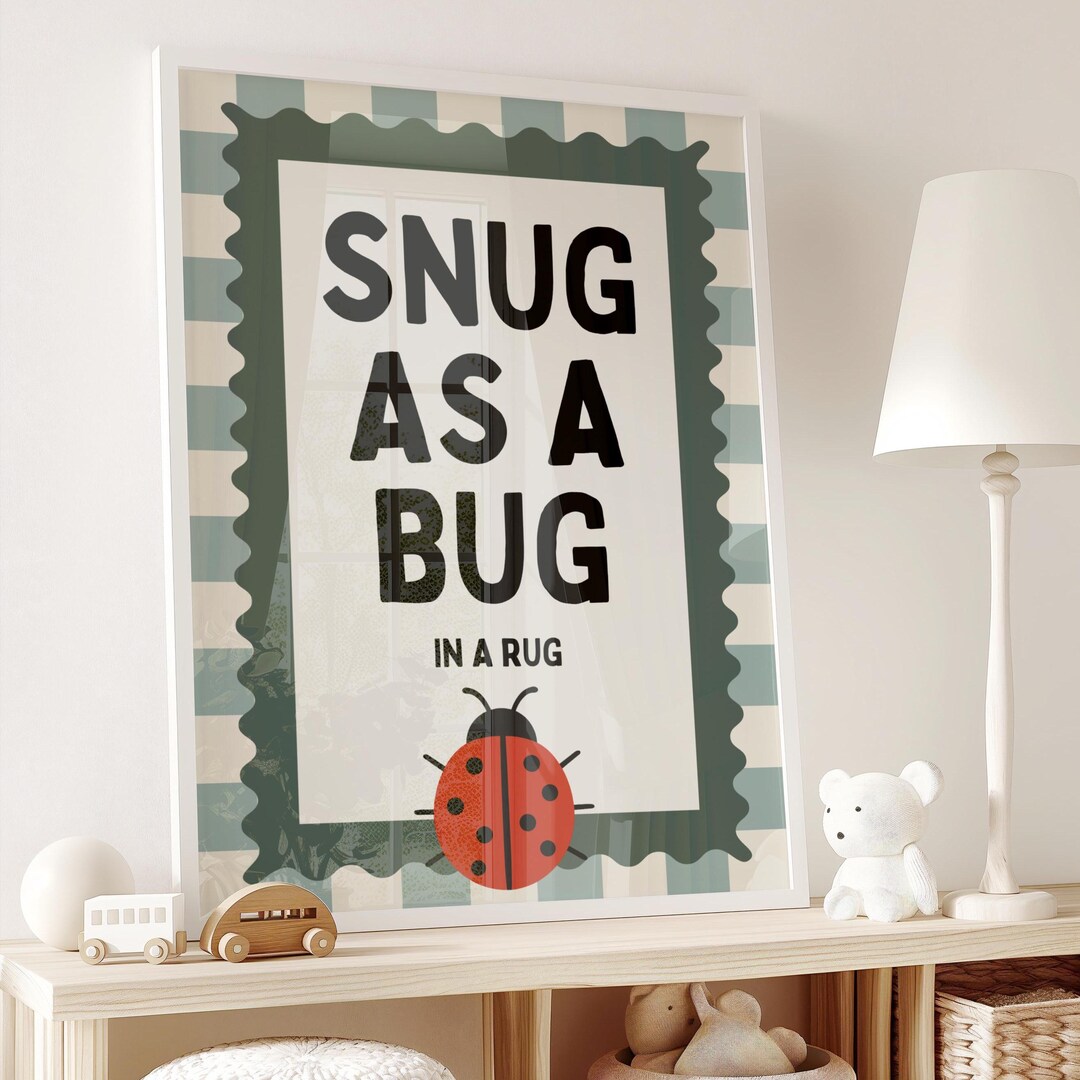 Snug as a Bug Print, Playroom Poster, Ladybug Ladybird Art, Kids Room ...