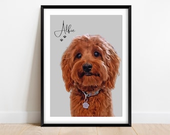 Custom Pet Portrait, Personalised Pet Print, Dog illustration from photo, Dog Portrait, Dog Photo, Canvas Pet Portrait, Pet Loss Memorial