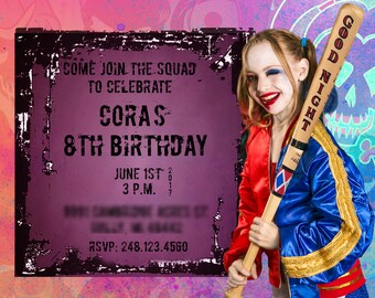 Harley Quinn Invite Etsy