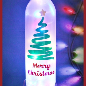 Merry Christmas -Spiral Tree-Christmas-Lighted Wine Bottles-Gift-Home Décor