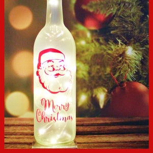 Merry Christmas Santa-Lighted Wine Bottles-Christmas Gift-Christmas Décor-Dinner Centerpiece-Santa Gift