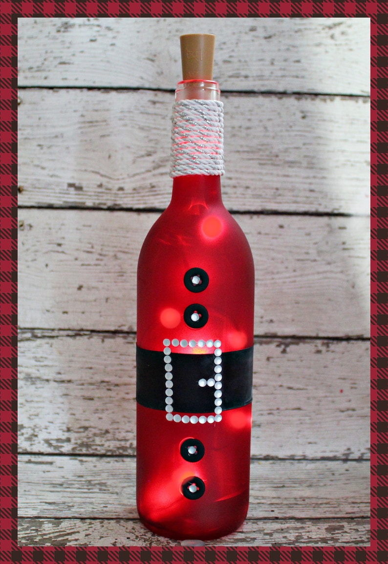 SantaChristmasLighted Wine BottleGiftHome Decor Etsy