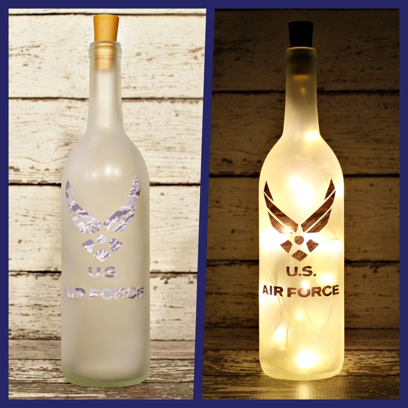 Air Force Lighted Wine Bottle Gift Home Decor Etsy