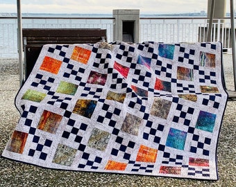 Weekender Quilt Pattern - PDF Download |Pre-Cut Friendly, Fat Eighths, Fat Quarters | Lap, Large Throw, and Queen Sizes