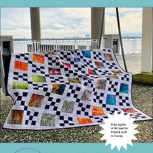 Weekender Quilt Pattern - PDF Download |Pre-Cut Friendly, Fat Eighths, Fat Quarters | Lap, Large Throw, and Queen Sizes