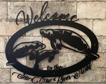 Custom Metal 3 Manatee Property Sign with Custom Text