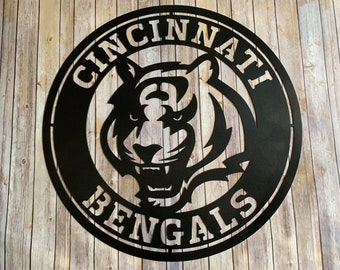 Custom Metal Cincinnati Bengals Sign with (2 standoffs welded on)