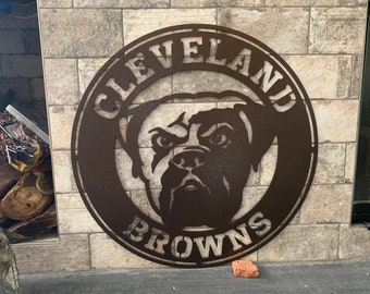 Custom Cleveland Browns Round Metal Sign